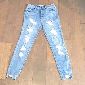 Tinseltown Size 7 29/27 Distressed High Waist Denim Jeans